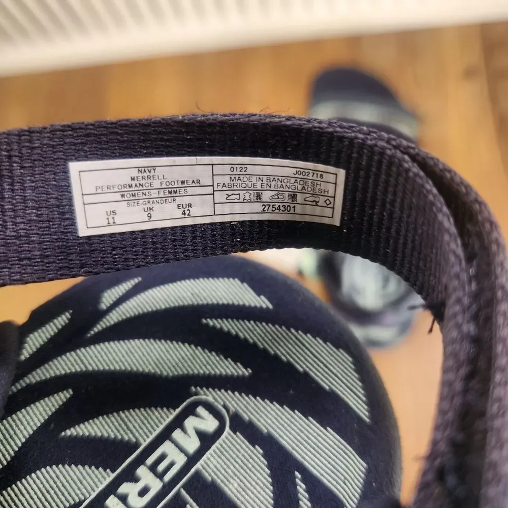 Merrell Terran 3 Cush Lattice Sandals Women Sz 11 Navy Blue Strappy Casual Shoes